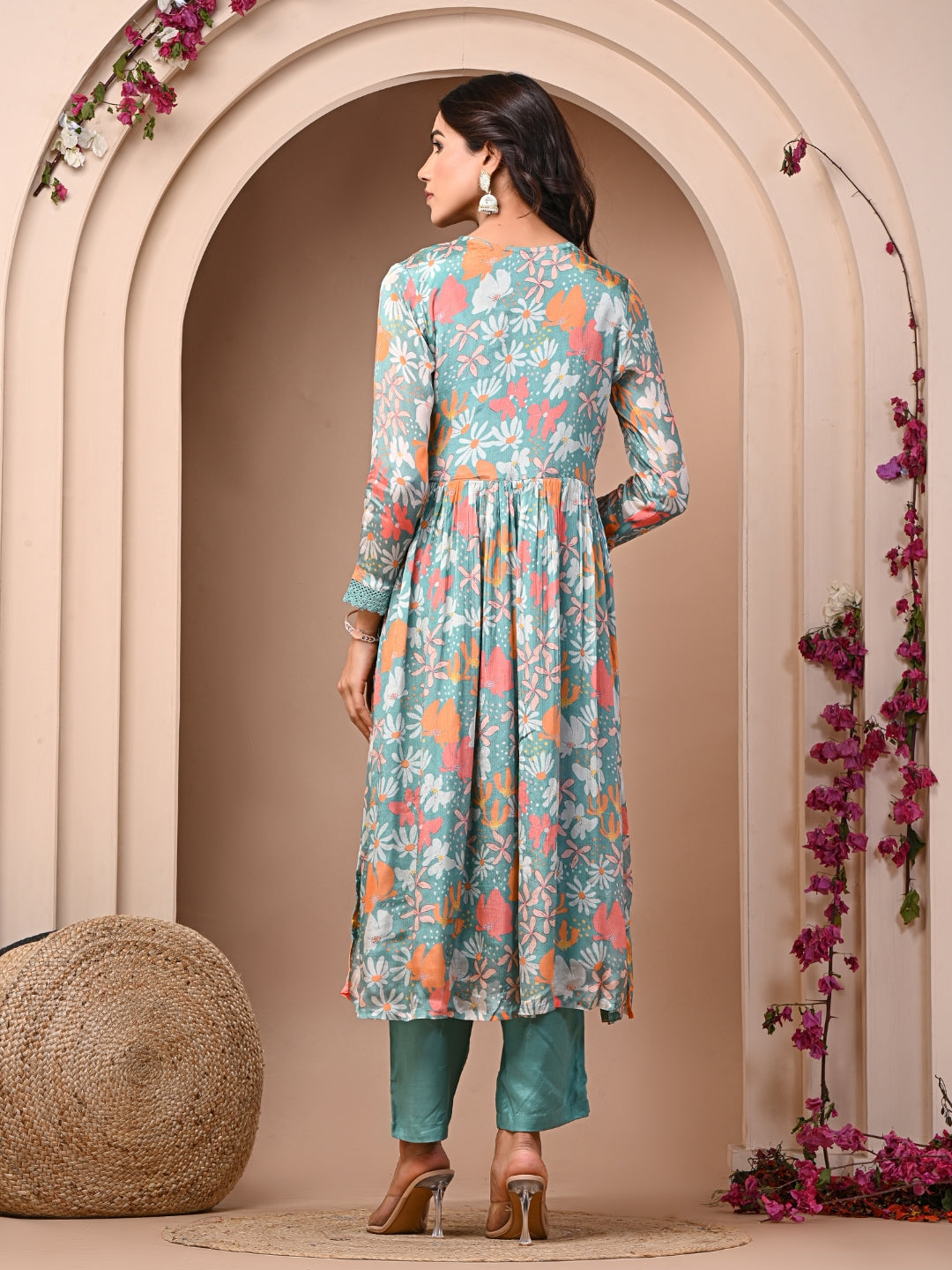 Sea Green 3 Pc Chinnon &  Shantoon Suit Set